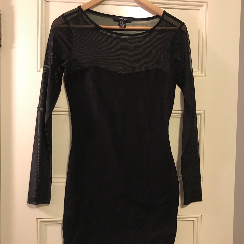 Black Long Sleeved Forever 21 Bodycon Dress